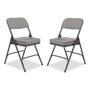 NPS 3200 Series Fabric Dual-Hinge Folding Chair, Supports Up to 300 lb, Charcoal Seat, Charocoal Back, Black Base, 2/Carton