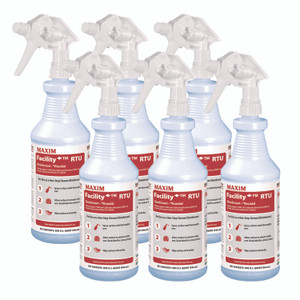 Maxim Facility+ RTU Disinfectant, Safe-to-Ship, Unscented, 32 oz, 6/Carton