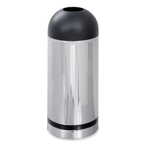 Safco Waste Receptacle, 15 gal, Steel, Stainless Steel/Black
