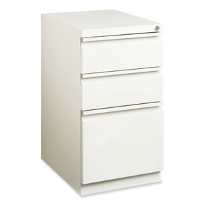 Hirsh Industries Full-Width Pull 20 Deep Mobile Pedestal File, 3-Drawer: Box/Box/File, Letter, White, 15 x 19.88 x 27.75