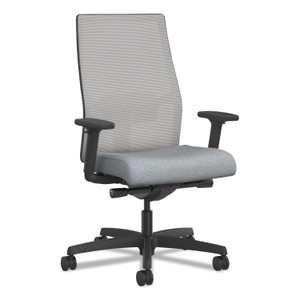HON Ignition 2.0 4-Way Stretch Mid-Back Mesh Task Chair, White Adjustable Lumbar Support, Cloud Seat, Fog Back, White Base