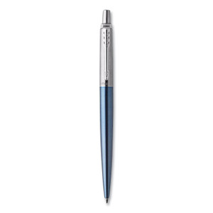 Parker Jotter Ballpoint Pen, Retractable, Medium 0.7 mm, Blue Ink, Waterloo Blue/Chrome Barrel