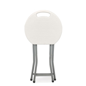 Iceberg Rough n Ready Folding Stool, Backless, Supports Up to 300 lb, 18" Seat Height, White Seat, Charcoal Base, 4/Carton