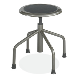 Safco Diesel Low Base Stool, Backless, Supports Up to 250 lb, 16" to 22" Seat Height, Black Seat, Pewter Base