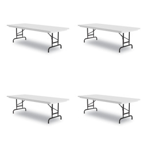 Correll Adjustable Folding Tables, Rectangular, 96" x 30" x 22" to 32", Gray Granite Top, Black Legs, 4/Pallet