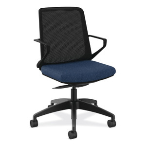 HON Cliq Office Chair, Supports Up to 300 lb, 17" to 22" Seat Height, Navy Seat, Black Back, Black Base