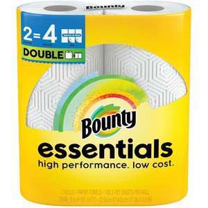 Bounty Essentials Select-A-Size - 2 Ply - 108 Sheets/Roll - White - Paper - 2 Rolls Per PackPack - (PGC14019)
