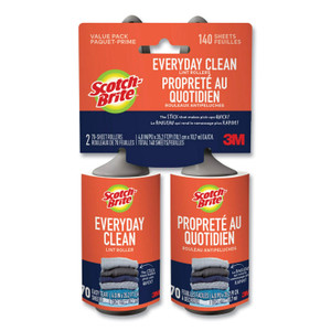 Scotch-Brite Everyday Clean Lint Roller, 70 Sheets/Roll, 2/Pack