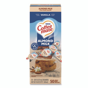 Coffee mate Plant-Based Almond Milk Non-Dairy Liquid Creamer Singles, Natural Vanilla, 0.38 oz Mini Cups, 50/Box