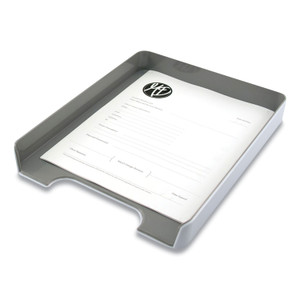 Advantus Fusion Letter Tray, 1 Section, Letter Size Files, 12.63 x 10 x 1.75, White/Gray