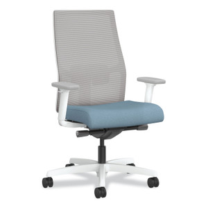 HON Ignition 2.0 4-Way Stretch Mid-Back Mesh Task Chair, White Lumbar Support, Carolina Seat, Fog Back, White Base