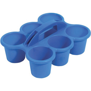 Deflecto Antimicrobial Kids 6 Cup Caddy - 6 Compartment(s) - 5.29" Height x 12.07" Width x 9.55" Depth - Lightweight, Portable, Antimicrobial, Easy to Clean, Handle, Stackable, Mildew Resistant - Blue - Plastic, Polypropylene