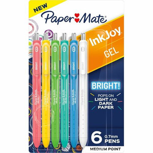 Paper Mate Inkjoy Gel Bright! Pens, Medium Point (0.7mm) - 0.7 mm Medium Pen Point - Retractable - Assorted Ink - Gel-based - Assorted Barrel