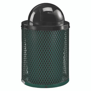 Global Industrial Outdoor Diamond Steel Trash Can, 36 gal, Dome Lid, Green