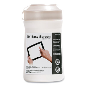 Sani Professional PDI Easy Screen Cleaning Wipes, 1-Ply, 9 x 6, Unscented, White, 70/Pack