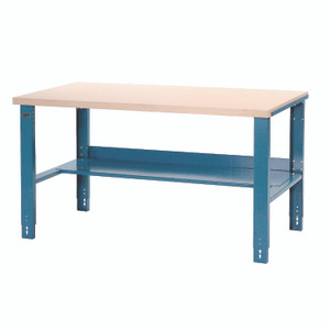 Global Industrial Complete Industrial Workbench, 800 lbs, 60 x 30 x 57.5 to 62.5, Blue