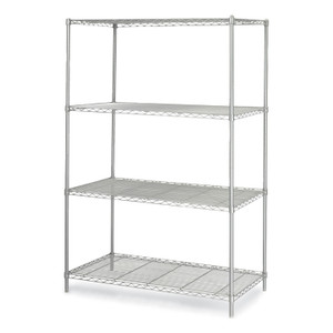 Safco Industrial Wire Shelving, Four-Shelf, 48w x 24d x 72h, Metallic Gray