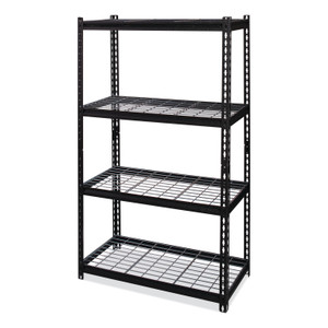 Hirsh Industries Iron Horse 2300 Wire Deck Shelving, Four-Shelf, 36w x 18d x 60h, Black