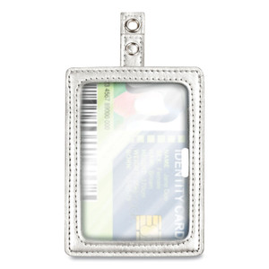 Cosco MyID Leather ID Badge Holder, Vertical/Horizontal, 2.5 x 4, Silver (COS075004) View Product Image