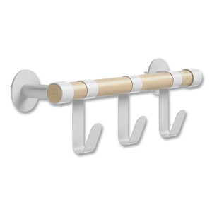 Safco Resi Coat Wall Rack, 3 Hook, 19.75w x 4.25d x 6h, White