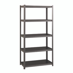Alera Steel Shelving Unit with Laminate Shelves, Five-Shelf, 36w x 18d x 72h, Steel, Black/Gun Metal Gray