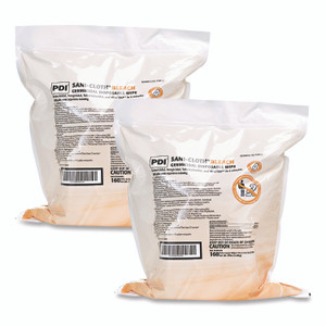 Sani Professional Sani-Cloth Bleach Germicidal Disposable Wipe Refill, 1-Ply, 7.5 x 15, Unscented, White, 160/Bag, 2 Bags/Carton