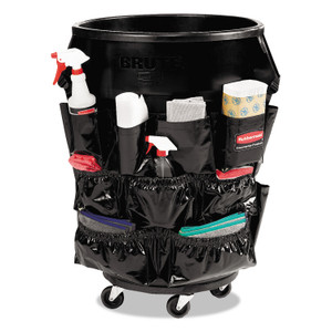 Rubbermaid Commercial Brute Caddy Bag, 12 Compartments, Black, 6/Carton