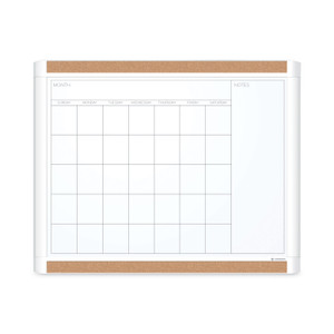 U Brands PINIT Magnetic Dry Erase Calendar, Monthly Planning/Scheduling, 20" x 16", White Surface, White Plastic Frame