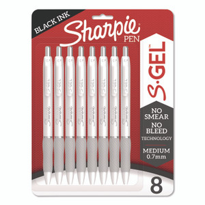 Sharpie S-Gel S-Gel Fashion Barrel Gel Pen, Retractable, Medium 0.7 mm, Black Ink, Pearl White Barrel, 8/Pack Sharpie S-Gel S-Gel Fashion Barrel Gel Pen, Retractable, Medium 0.7 mm, Black Ink, Pearl White Barrel, 8/Pack