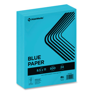 PrintWorks Professional Color Paper, 24 lb Text Weight, 8.5 x 11, Blue, 500/Ream PrintWorks Professional Color Paper, 24 lb Text Weight, 8.5 x 11, Blue, 500/Ream