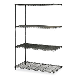 Safco Industrial Add-On Unit, Four-Shelf, 48w x 24d x 72h, Steel, Black