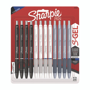 Sharpie S-Gel S-Gel Gel Pen, Retractable, Medium 0.7 mm, Assorted Ink and Barrel Colors, 12/Pack
