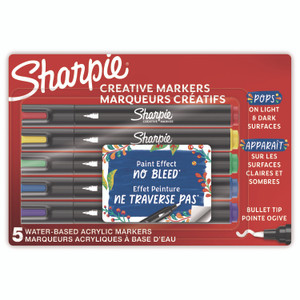Sharpie Creative Markers, Medium Bullet Tip, Assorted Colors, 5/Pack