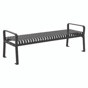 Global Industrial Steel Slat Flat Bench, 70" x 24" x 24.25", Black Seat, Black Base