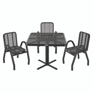 Global Industrial Outdoor Dining Set, Square, 36 x 36 x 29, Black Top, Black Base/Legs