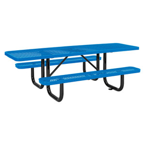 Global Industrial ADA Compliant Expanded Steel Picnic Table, Rectangular, 96 x 60 x 29.5, Blue Top and Base