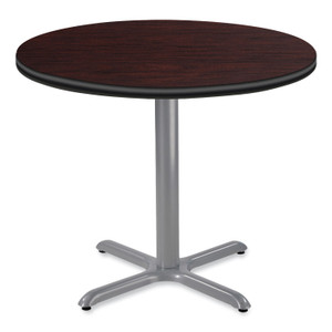 NPS Cafe Table, 36" Diameter x 30h, Round Top/X-Base, Mahogany Top, Gray Base