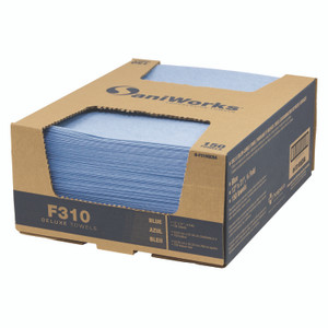 SaniWorks Deluxe Foodservice Wiper, 1-Ply, 13 x 21, Blue, 150/Carton