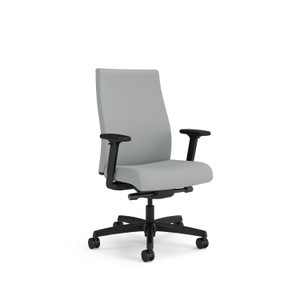 HON Ignition 2.0 Vinyl Upholstered Mid-Back Task Chair, Adjustable T-Arms, 17" to 21.5" Seat Height, Flint Seat/Back, Black Base