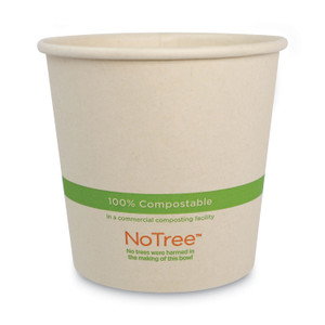 World Centric No Tree Paper Bowls, 24 oz, 4.4" Diameter x 4.5" h, Natural, Sugarcane, 500/Carton