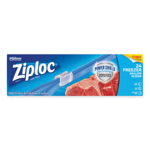 Ziploc Slider Freezer Bags, 1 gal, 9.5" x 2.63" x 10.56", Clear, 24/Box