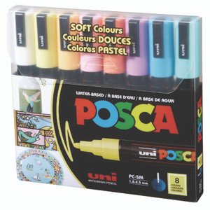 POSCA Water-Based Paint Markers, Medium Bullet Tip, 1.8 mm/2.5 mm, Assorted Colors, 8/Set
