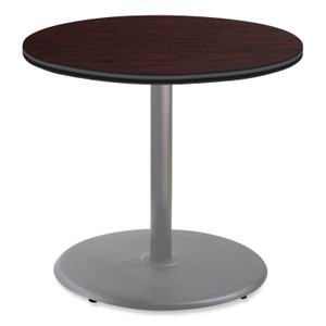 NPS Cafe Table, 36" Diameter x 30h, Round Top/Base, Mahogany Top, Gray Base