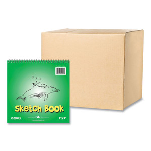 Roaring Spring Kids Sketch Notepad, Green Cover, 40 White 9 x 9 Sheets, 12/Carton