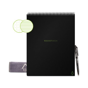 Rocketbook Flip Smart Notepad, Black Cover, Lined/Dot Grid Rule, 8.5 x 11, White, 16 Sheets
