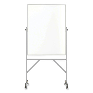 Ghent Reversible Magnetic Porcelain Whiteboard with Aluminum Frame, 36" x 48", White Surface, Satin Aluminum Frame