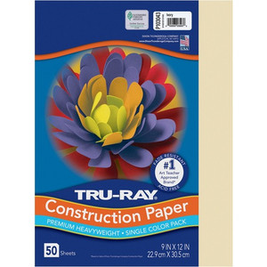 Tru-Ray Construction Paper - Art Project, Craft Project - 9" Width x 12" Length - 76 lb Basis Weight - Ivory - Fiber, Sulphite