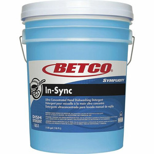 Betco Simplicity In-Sync Dishwashing Liquid - 640 fl oz (20 quart) - 7.5 to 8.5 pH - Fresh Ozonic Scent - Film-free - Blue