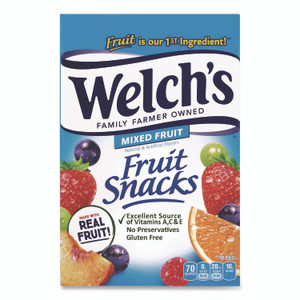 Welch's Fruit Snacks, Mixed Fruit, 0.9 oz Pouch, 40/Box