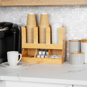 Mind Reader 6-Compartment Cup/Lid Bamboo Organizer (EMSUPBMB)